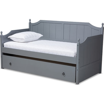 Millie Cottage Farmhouse Daybed with Trundle - Gray, Twin