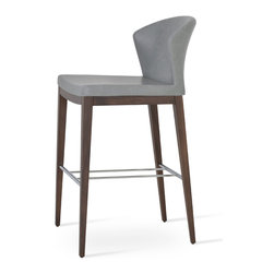 CAPRI WOOD BAR STOOL - SILVER ITALIAN PPM (5 Years Guarantee) - Bar Stools And Counter Stools