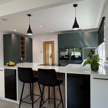 White and Green Modern Kitchen in Banchory