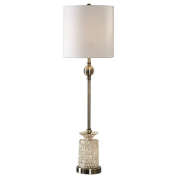 Bowery Hill Modern Buffet Table Lamp in Antique Brass and White