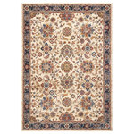 Nourison - Reseda Area Rug, Cream, 9'10"x13'2" - This enticing old world floral design is undeniably enchanting when presented in compelling shades of cream, sapphire and crimson. Created from a wonderfully enduring yet incredibly soft and shiny polyester blend for long wear and low maintenance, this Reseda area rug from Nourison is both a sensible and stupendous way to artfully accentuate any interior, great for high traffic areas.