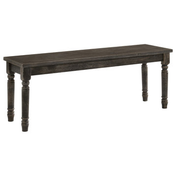 Transitional Style Rectangular Wooden Bench with Turned Legs, Bench