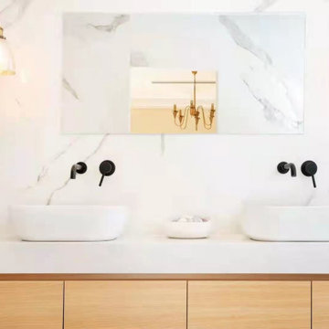 Symmetrical Double Vessel Sink Vanity Front Detail View