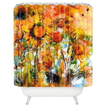 Ginette Fine Art Abstract Sunflowers Shower Curtain
