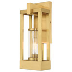Livex Lighting - Livex Lighting Satin Brass 1-Light Outdoor Wall Lantern - From the Delancey collection comes this handsome outdoor wall lantern which features a satin brass finished outer frame over solid brass. Inside, a clear glass cylinder can show case a single vintage style Edison bulb. Together, they create a wall lantern that is worth your attention