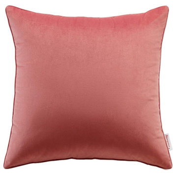 Modway Enhance 20" Square Performance Velvet Throw Pillow in Blossom Pink