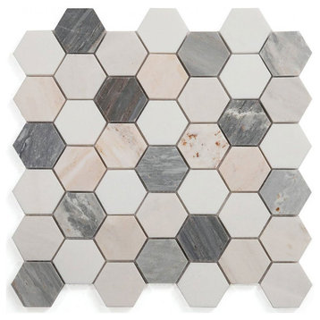 Mosaics Marble Hexagon Tile for Floors Walls, Blue Marble