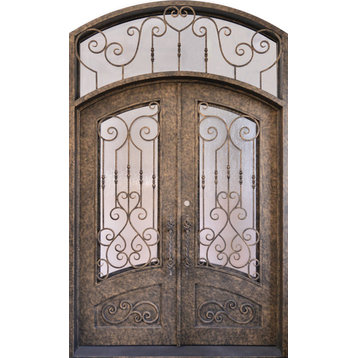 Exterior Front Entry Iron Double Door, 114"x76"