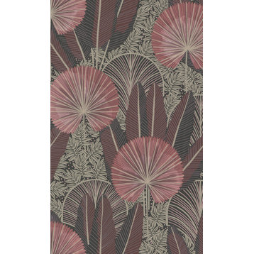 Metallic Leaf Tropical Wallpaper, Pink, Double Roll