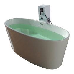 ADM Bathroom Design - ADM Oval Freestanding Bathtub, White, 62.2" - Bathtubs