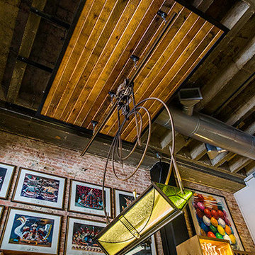 Stained Glass & Forged Steel Light Sculpture