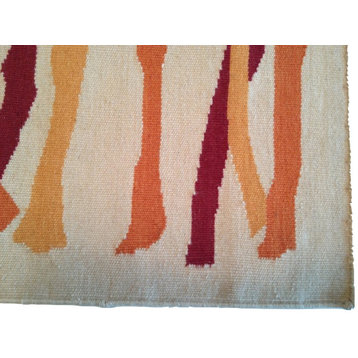 twigs, Orange and Red, 2x3, Nz Wool