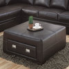 Monarch Specialties 8491CB Storage Ottoman in Chocolate Brown Leather
