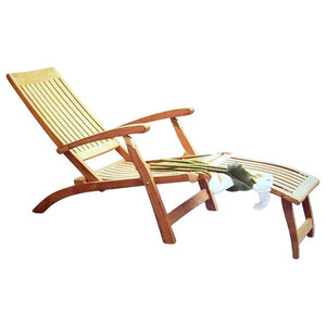 Seven Seas Teak Acapulco Outdoor Patio Reclining Steamer Chair Transitional Outdoor Chaise Lounges By Chic Teak