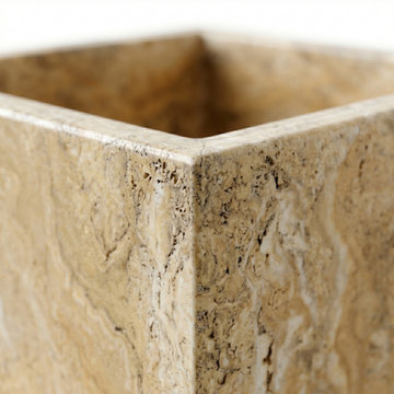 Scabos Gold Travertine Square Sink - Texture Detail