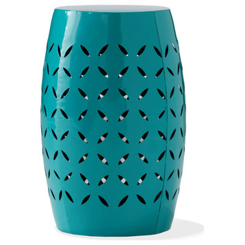 GDF Studio Lilly Outdoor 12" Iron Side Table, Teal