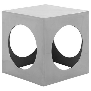 Asher Cube Aluminum Stool Silver