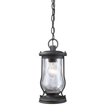 Exposed Bulb One Light Outdoor Hanging Pendant Lantern - Urn Lantern Shaped