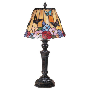 Butterfly and Peony Tiffany Table Lamp