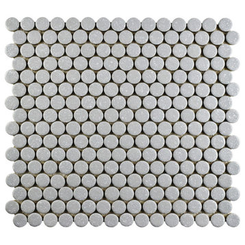 Hudson Penny Round Crystalline Grey Porcelain Floor and Wall Tile