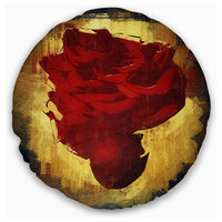 Vintage Background With Red Flower Floral Throw Pillow, 16" Round