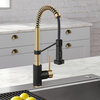 Bolden Commercial Style 2-Function Pull-Down 1-Handle 1-Hole Kitchen Faucet, Spot Free Antique Champagne Bronze/ Matte Black