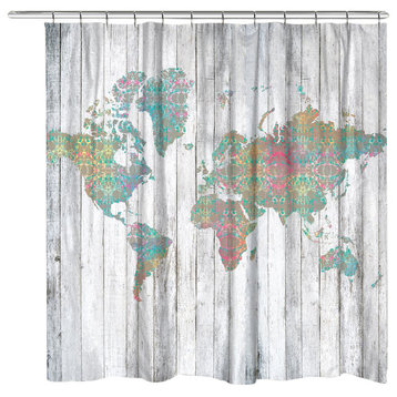 Boho Map Shower Curtain