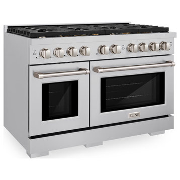 ZLINE 48" Freestanding Gas Range in Stainless Steel with Brass Burners SGR-BR-48
