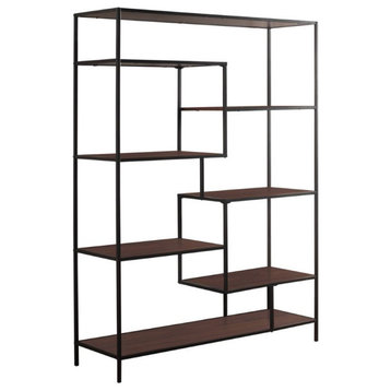 Coaster 48" Staggered Wood Bookcase with Geometric Design in Walnut