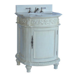 Adelina 26 inch Petite Bathroom Vanity Antique White Finish - Bathroom Vanities And Sink Consoles