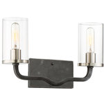 Nuvo Lighting - Sherwood 2 Light Vanity 16", Iron Black with Brushed Nickel Accents - Avg Rated Hours: 3000 - Color Temperature: 2700 - CRI: 100 - Dimmable: Lamp Dependent - Lumens: 320 - Replaceable Light Source: Yes - Safety Listing: cUL - Damp - Watts: 80 - 1 Year Limited Warranty