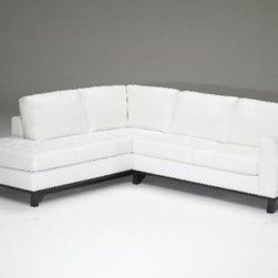Natuzzi Editions Transitional Leather Sectional Sofa with Bumper End B694 - Sectional Sofas