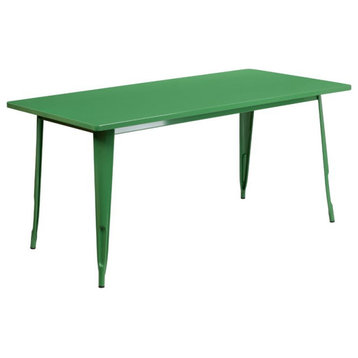 Bowery Hill 31.5" x 63" Metal Dining Table in Green
