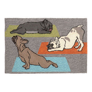 Liora Manne Frontporch Yoga Dogs Indoor/Outdoor Rug Heather 20x30