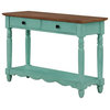 Classic Console Table, Elegant Turned Legs & Drawers With Round Pull, Teal