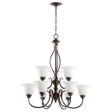 Spencer Transitional Chandelier in Oiled Bronze W/ Satin Opal