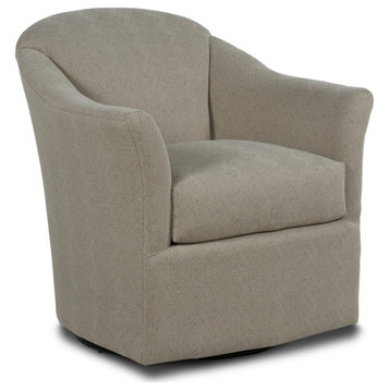 Barry Swivel Chair, 9953 Midnight Fabric, Finish: Walnut