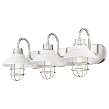 Golden Lighting Lana 3 Light Bath Vanity in Pewter with Matte White Shade