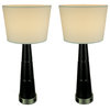 Modern Black Tapered Table Lamp With Power Outlets Set of 2