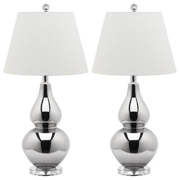 Safavieh Cybil Double Gourd Lamps, Set of 2, Silver
