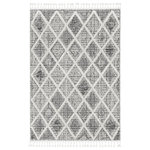 KAS - KAS Willow 1101 Charcoal Diamonds Area Rug, 7'10"x10'10" - Combined with comfort, style, and design these rugs are out of this world trendy! Willow is 100% polyester machine woven with a decorative cut loop pile and of course, fringe! These rugs will be a statement piece in your home for years. Exclusively made in Turkey.