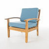GDF Studio Preston Outdoor Wooden Club Chairs, Blue, Set of 4