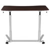 Flash Furniture Sit Down and Stand Up Desk in Dark Wood Grain and Silver