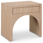 Meridian Furniture - August Night Stand, Oak - Transform your home with the stunning August Oak Nightstand. This piece boasts a simple, yet elegant design. Constructed with oak wood veneer, the nightstand features a rich oak finish that adds a touch of sophistication to any room. The push-to-open drawer mechanism makes it easy to access your belongings without any hassle. Add a stylish and comfortable touch to your bedroom with this beautiful nightstand.