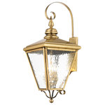 Livex Lighting Lights - Cambridge Outdoor Wall Lantern, Antique Brass - This stylish antique brass outdoor wall lantern is a great way to update your home's exterior decor. A flat metal curved arm attaches the solid brass decorative housing to the square backplate while clear water glass protects the four bulbs.