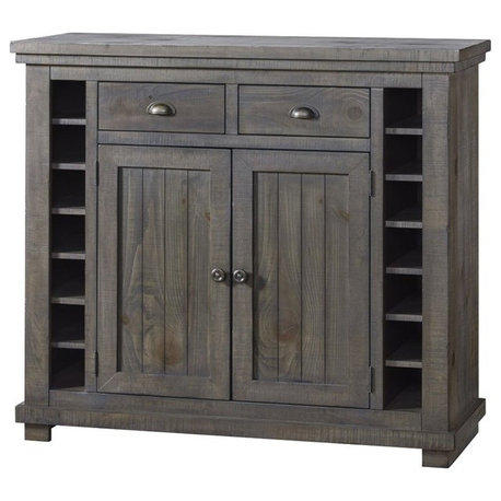 Progressive Furniture Willow Wine Rack Server in Distressed Dark Gray