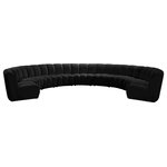 Meridian Furniture - Infinity Channel Tufted Velvet Modular Chair, Black, 9 Piece - Create a seating group that works for every possible situation with this Infinity modular 9-piece sectional and other pieces in the Infinity collection. Upholstered in soft black velvet material that feels great against the skin and offers long-wearing beauty, this piece fits with other Infinity items for an infinite number of combinations that get your seating requirements just right but that look just as nice when used on their own.