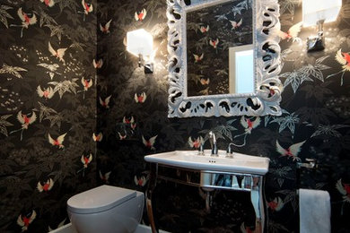 Mid-sized contemporary powder room in Canberra - Queanbeyan.