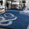 Hand-Tufted Contemporary Octopus Tail Rug, Navy, 7'6"x9'6"