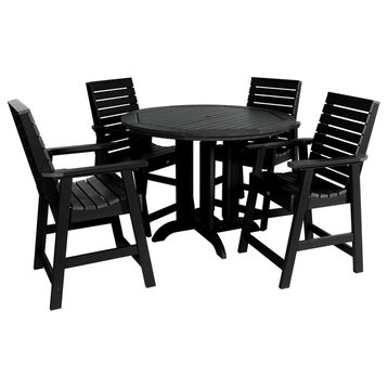 Weatherly 5-Piece Round Dining Set, Black